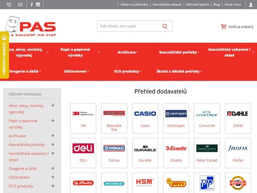 eshop pas.cz nabízí širokou nabídku kancelářských potřeb, školních potřeb a vybavení do kanceláře, sídlo praha 9. doprava po celé čr zdarma při objednávce nad 1 500,- kč bez dph.
