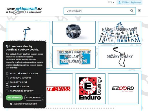 internetový prodej cyklistických potřeb, držáků, montážních a servisních stojanů pro domácí i dílenské použití a atypických dílů. nabídka olejů, maziv, past, lepidel, klíčů, převodníků, tlumičů, pedálů, řetězů, měřidel, vah, pumpiček, kartáčů, háků a univerzálního nářadí.