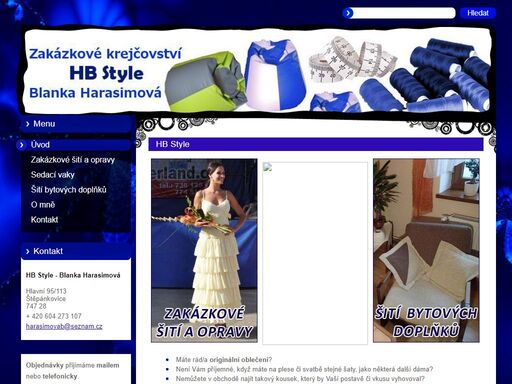 zakázkové šití a opravy veškeré konvekce. bytové doplňky na zakázku, potahy, sedací vaky.  hb style štěpánkovice okres opava. mistr krejčová blanka harasimová. 