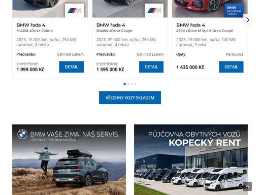 bmw kopecký nabízí prodej nových, předváděcích a ojetých vozů bmw. samozřejmostí je také jejich servis, prodej náhradních dílů bmw a příslušenství.