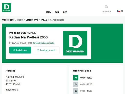 váš prodejnu deichmann na podlesí 2050 ve kadaň ? otevřít pracovní dobu a ? telefonní číslo ? zobrazit nyní.