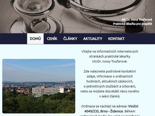 informační stránky praktické lékařky mudr. ivony toufarové