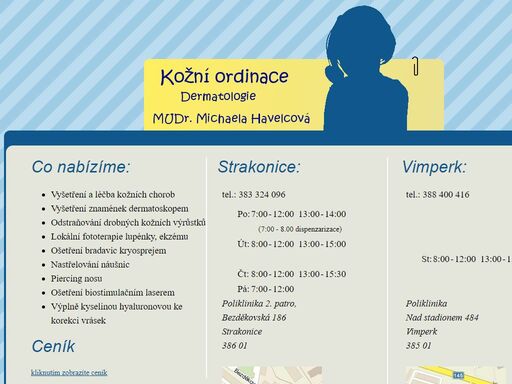 stránky kožní ordinace - dermatologie - mudr. michaela havelcová - strakonice, vimperk