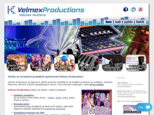 hudební a produkční společnost velmex productions - václav kučera. dj na svatbu, hudební produkce, karaoke, moderátor...