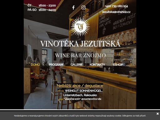 vinotéka a vinárna jezuitská - stylová kamenná prodejna vín s vinárnou, umístěná v horní části historického centra města znojma, v unikátním starobylém domě z roku 1552, vedle kostela sv. michala.