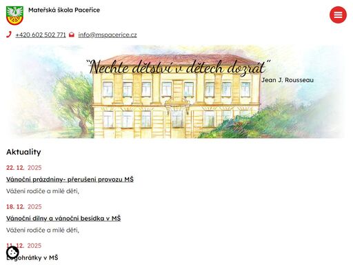 jsme malá škola rodinného typu a najdete nás v obci paceřice. náš tým je skvěle sehraný a vzájemně se skvěle se doplňujeme. děti rozvíjíme hravou formou.