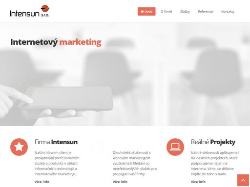 intensun s.r.o. je mladá dynamická firma, jejímž hlavním cílem je poskytování profesionálních služeb a produktů v oblasti informačních systémů, informačních technologií a internetového marketingu.
