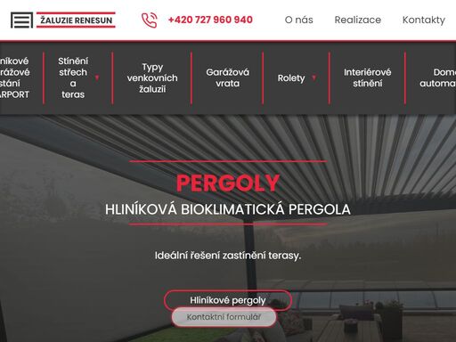 široký sortiment hliníkových pergol, carportů, venkovních žaluzií, garážových vrat a dalších stínících prvků. prohlédněte si naše realizace a kontaktujte nás!