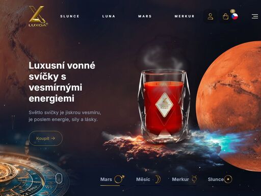 luxusní vonné svíčky s vesmírnými energiemi.
