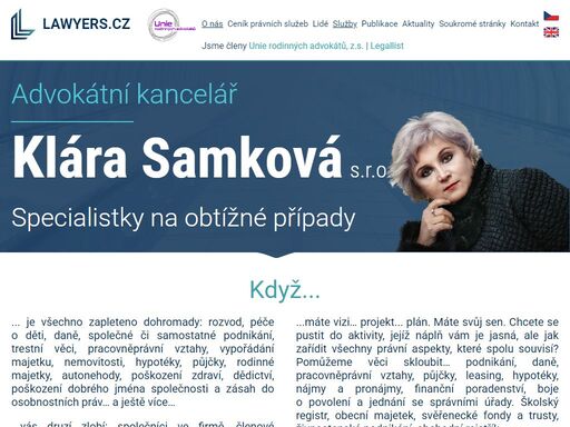 vítejte na profesní stránce advokátní kanceláře kláry samkové, stránce těch, kdo pomoc hledají a nacházejí.