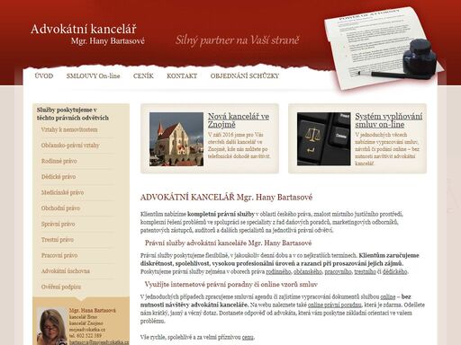 advokátní kancelář mgr. hany bartasové - právní služby, smlouvy on-line.