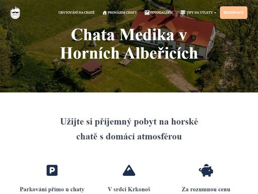 chata medika v horních albeřicích. ubytování na horách za dostupné ceny. pronájem celé chaty v krkonoších. parkování zdarma. volné termíny.