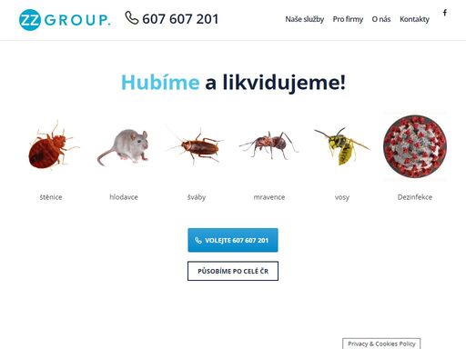 jsme odborník na hubení a likvidaci hmyzu, hlodavců, virů a bakterií.