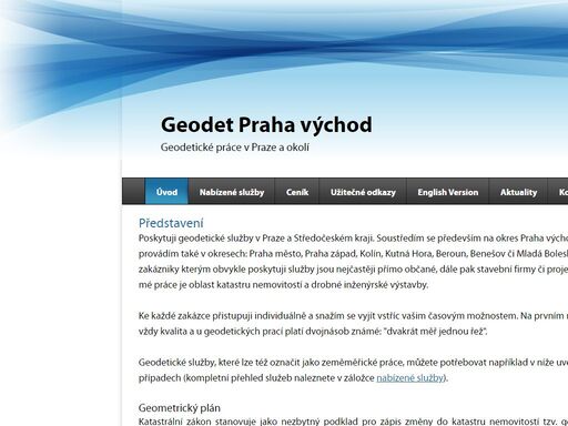 provádíme geodetické (zeměměřické) práce v praze východ a okolí. mezi naše nejčastější práce patří : geometrický plán, vytyčení hranice pozemku nebo vytyčení stavby.
