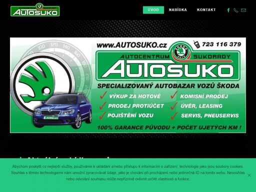 specializovaný prodejce automobilů škoda - garance původu najetých km. nabízíme výkup za hotové, ocenění vašeho vozu zdarma, prodej, protiúčet,rychloservis + pneuservis.