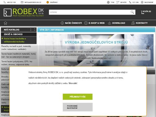 obchod, doplňky pro provozy a stroje, vývoj a konstrukce, servis a repase, zakázková výroba strojů. to je robex dk, s.r.o.