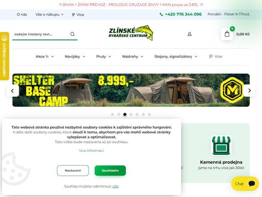 on-line prodej rybářských potřeb a kamenné prodejny ve zlíně a v otrokovicích. široká nabídka sortimentu a nízké ceny. slevy pro registrované zákazníky až 12%