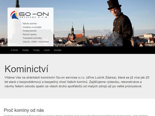 go-on services s.r.o. (zdarsa) - kontrola a čištění spalinových cest, vložkování komínů, revize komínů, opravy komínů, pasportizace komínů. jihlava, vysočina, montáže po celé čr