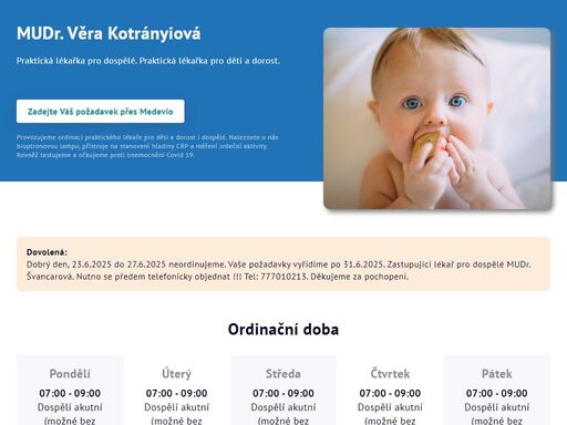 praktická lékařka pro dospělé. praktická lékařka pro děti a dorost.