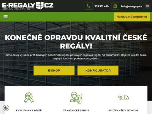 e-regaly.cz - český výrobce kovových policových regálů, patrových regálů a regálů na pneumatiky. kvalitní české regály v ideálním poměru cena/výkon!
