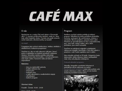 café max - hudební kavárna v centru ústí nad labem