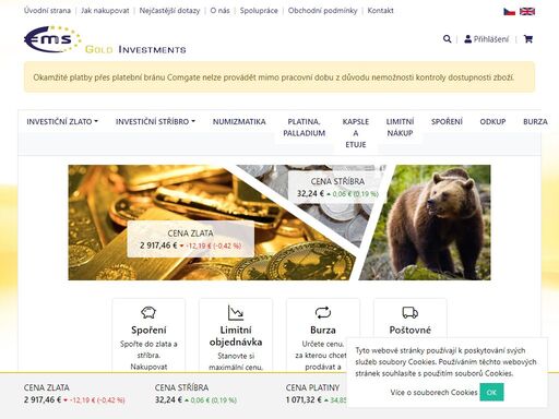 ems gold investments - investiční zlato, stříbro, palladium, platina, numismatika. prodej a zpětný odkup za aktuální ceny.