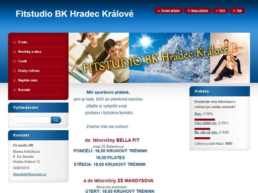 nabízíme kondiční a rekreační cvičení, aerobik a kondiční kulturistiku žen.