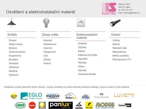 osvětlení a elektroinstalační materiál