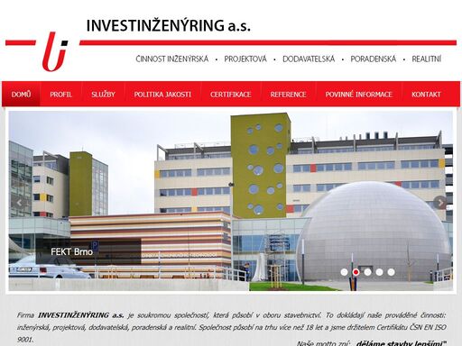 investinženýring a.s. nabízí tyto služby: inženýrská činnost, technický dozor, koordinátor bozp, energetické audity a penb