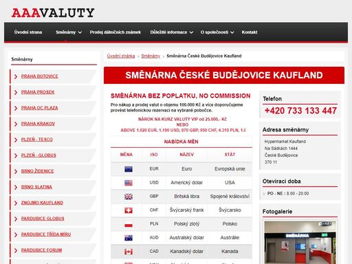směnárna české budějovice kaufland a firma euroexchange s.r.o. se zabývá směnárenskou činností a nabízí online kurzy včetně vip kurzovního lístku.