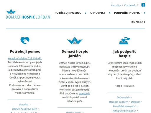 domácí hospic jordán nabízí pomoc nevyléčitelně nemocným lidem a jejich rodinám.