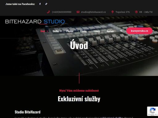 nahrávací studio bitehazard v topolné. pořizování záznamů, mix, mastering, čištění, kurzy pro zvukaře. specializace na rock, pop a pod.