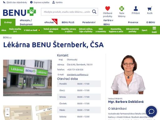 ?bezbariérová lékárna s výdejním místem e-shopu. zaměření lékárny: dětský sortiment, zubní péče, zdravotnická obuv, speciální výživa a geriatrická péče.?