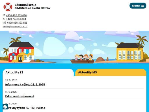 základní škola a mateřská škola se nachází v klidném prostředí, v obci ostrov u lanškrouna, kde převažuje příroda, louky, lesy a především koně místních chovatelů. 