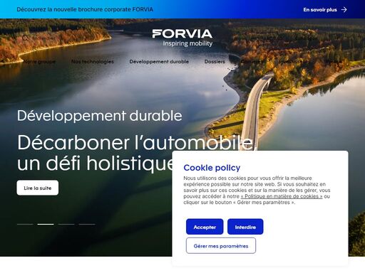 forvia est le 7eme fournisseur mondial de solutions pour l'industrie automobile. nous sommes une tech company, plaçant le développement durable au cour de nos activités et comptant sur nos collaborateurs pour relever les défis de mobilité de notre époque.