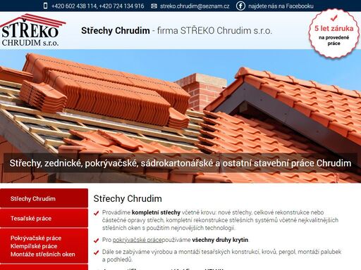 provádíme kompletní střechy včetně krovu – nové střechy, opravy střech, kompletní rekonstrukce střešních systémů, sádrokartonářské práce zednické práce, pokrývačské práce - střeko chrudim s.r.o.