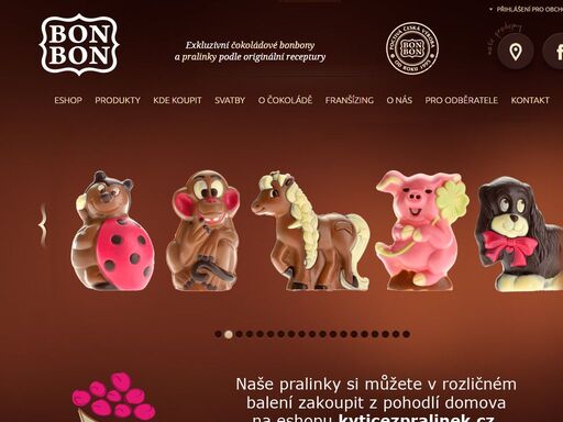 exkluzivní čokoládové bonbony a pralinky podle originální receptury
