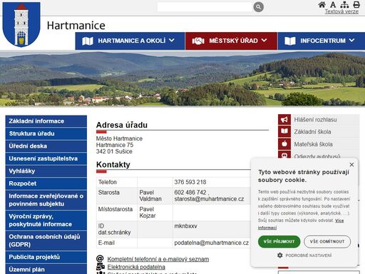 oficiální stránky městského úřadu hartmanice. informace pro občany a podnikatele.