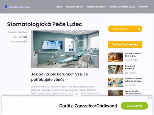 vítejte na webové stránce stomatologická péče lužec, odborném zdroji pro komplexní stomatologickou péči v regionu lužec. naleznete zde informace o nejnovějších postupech v péči o zuby, prevenci zubního kazu a celkovém ústním zdraví. naše klinika nabízí širokou škálu stomatologických služeb od zubní hygieny, přes estetickou stomatologii, až po pokročilé zákroky jako jsou implantáty. naším cílem je poskytnout pacientům nejlepší možnou péči a udržet jejich úsměv zdravý a krásný. pokud hledáte kvalifikovaného zubního lékaře v lužci, jste na správném místě.