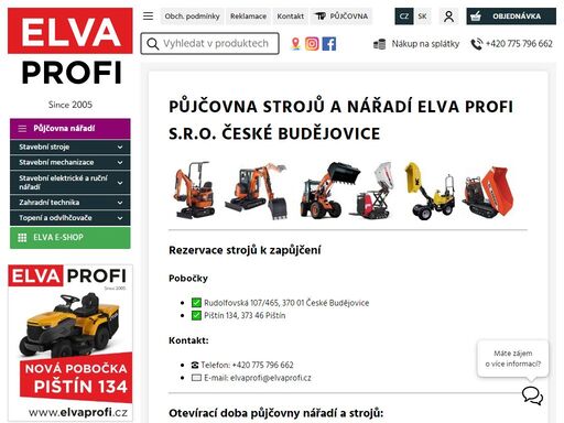 nabízíme možnost zapůjčení stavebního nářadí, zahradní techniky, stavebních strojů, topení a odvhlčovačů, strojů pro stavební mechanizaci za férové ceny.