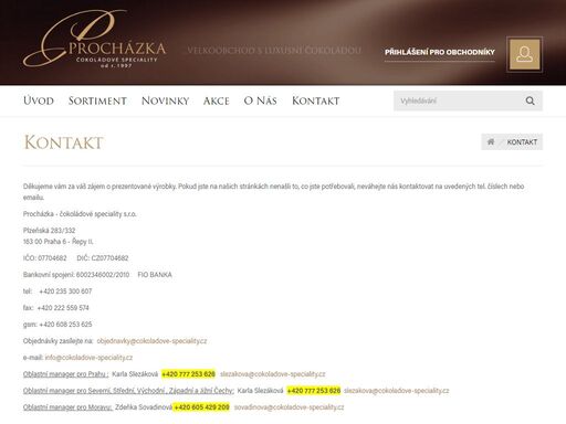 výhradní dovozce luxusních cukrovinek renomovaných značek!