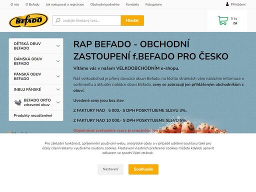 rap befado obchodní zastoupení f.befado pro česko - velkoobchod dětské, dámské a pánské obuvi befado