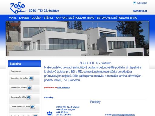 zoso - je specialista na anhydritové a betonové podlahy dále pokládáme lamino podlahy a lité podlahy
