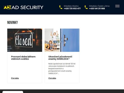domovská stránka webu společnosti ad security s.r.o.
