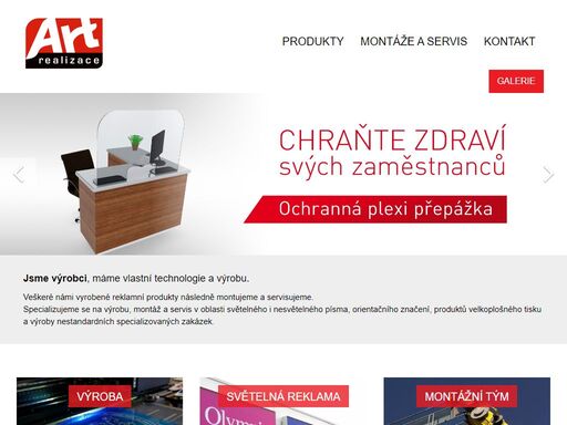 jsme výrobci, máme vlastní technologie a výrobu. veškeré námi vyrobené reklamní produkty následně montujeme a servisujeme.specializujeme se na výrobu, montáž a servis v oblasti světelného