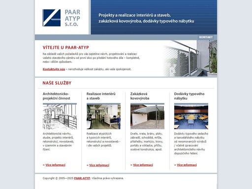 paar-atyp — projekty a realizace interiérů a staveb, zakázková kovovýroba, dodávky typového nábytku