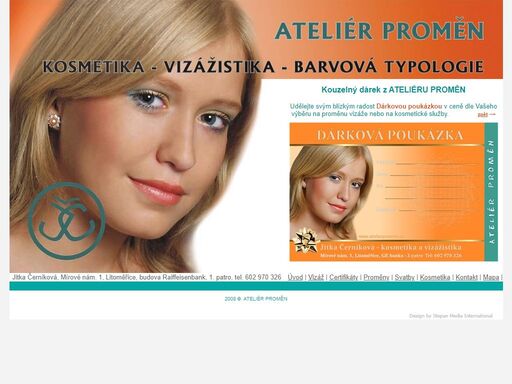 kouzelný, vánoční dárek, pro manželku, pro manžela, pro babičku, pro partnera, pro partnerku, pro dceru, pro snoubenku, pro snoubence, pro nevěstu, ateliér, proměn, jitka, černíková, stylistka, fotoalbum, svatební, společenské, líčení, proměny, vizáže, modelky, modeling, krása, styl, poradenstvi, liceni, barevne, typologie, barvy, psychologie, styl, oblekani, moda, image, muz, zena, prednasky, image, účesy, šaty, návrhy, krása, změna osobnosti, hezká, krásná, nalíčená, upravená, elegentní, chic, líčení, svatba, fotografové, svatební fotografie, umělecké fotografie, tvoříme vaši krásu. vizážistické a kosmetické studio realizuje proměny image žen i mužů, účesy, oblékání a celkovou image, vše i pro firmy. tvoříme i svatební účesy a líčení. k dispozici je také fotostudio, svatební a umělecké fotografie.