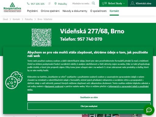 pojišťovna kooperativa - brno, vídeňská 277/68, tel.: 957 740 070, e-mail: jdokulil@koop.cz, jiří dokulil - odpovědný vedoucí