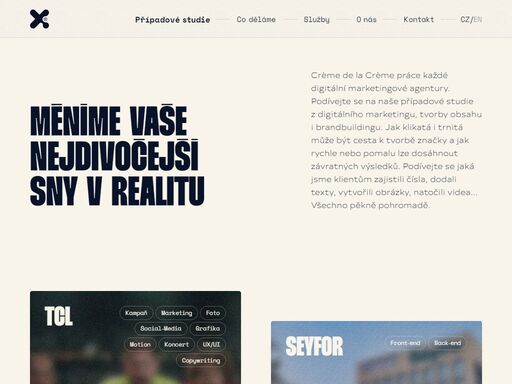 nabízíme kompletní digitální řešení pro firmy všech velikostí. využijte týmu téměř 50 specialistů na analýzy, tvorbu obsahu, zakázkový vývoj webů a online marketing.