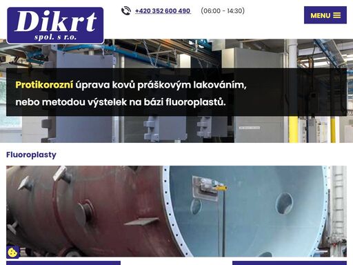 protikorozní úprava kovů práškovým lakováním, nebo metodou výstelek na bázi fluoroplastů.